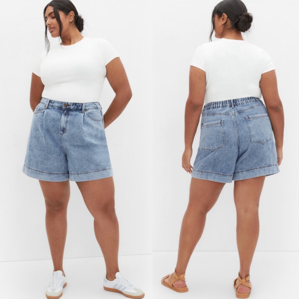 City Chic Blue High-Waisted Jean/Denim Shorts, 14